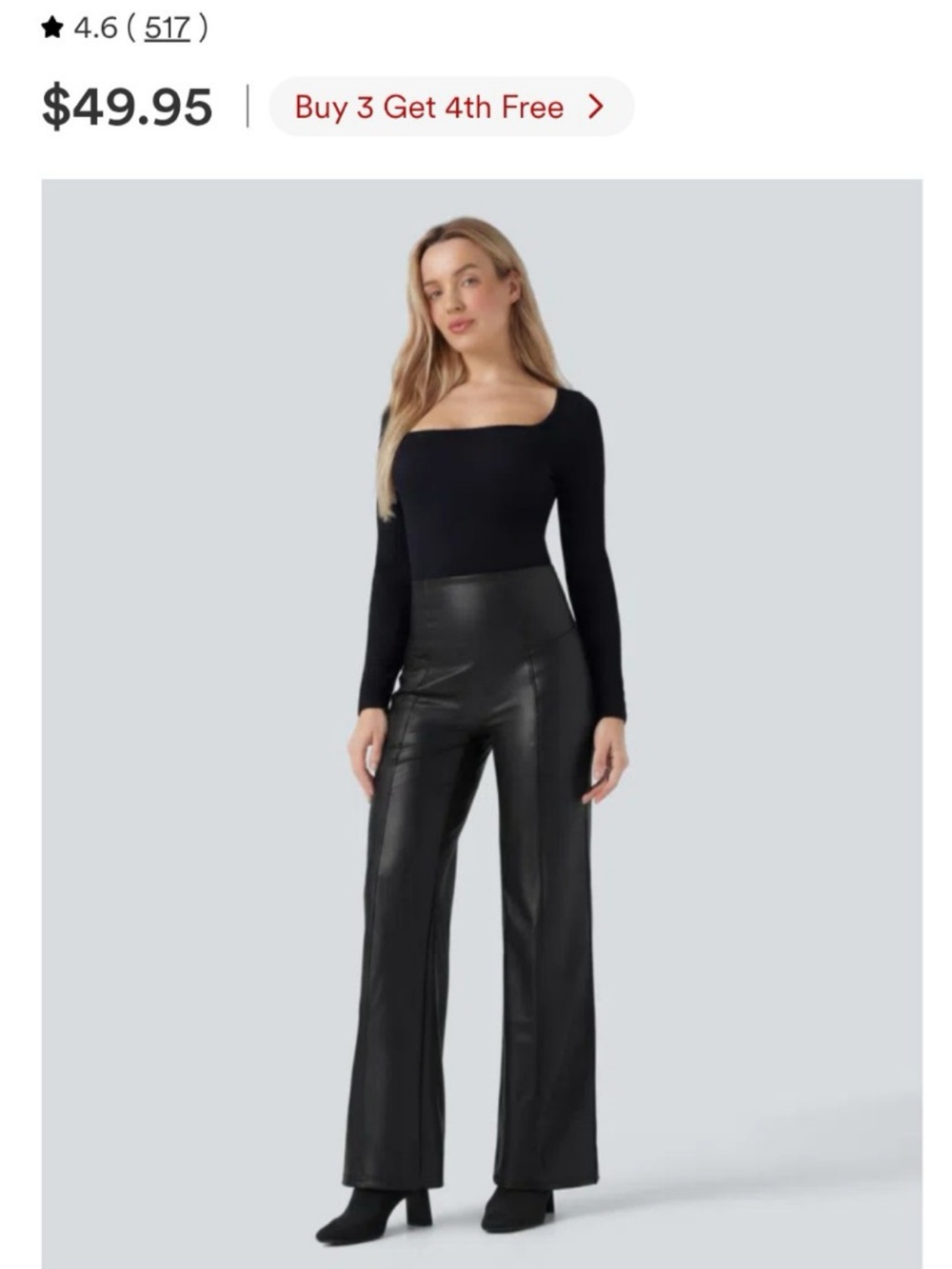 HALARA Black Long Sleeve Square Neck Bodysuit